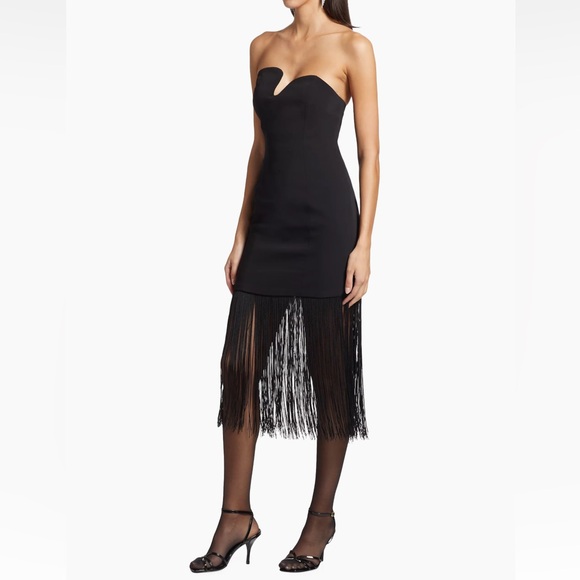 Puzzle Fringe-Trimmed Strapless Midi-Dress Size L - Picture 6 of 6